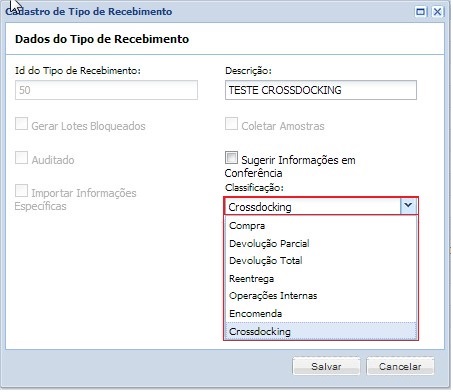 registro de tipo de recibo